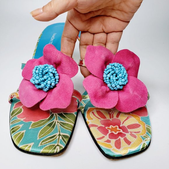 Ramon Tenza Flower Front Slip On Sandals 10 B - Picture 5 of 10
